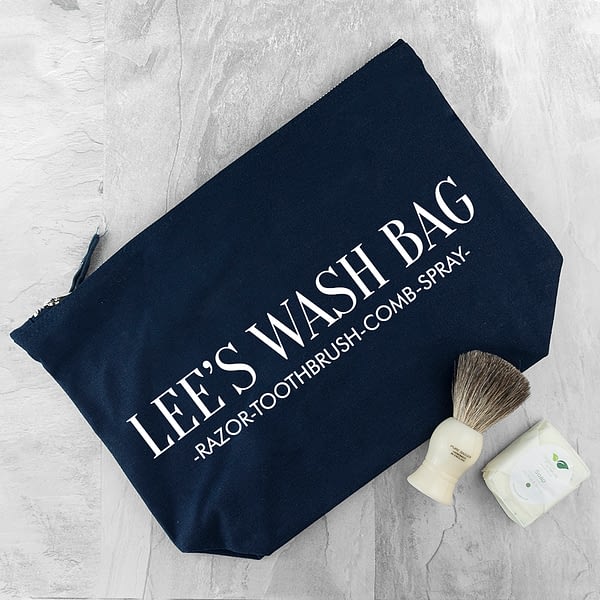 Personalised Men's Wash Bag in Navy