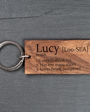 Personalised Definition Wooden Keyring