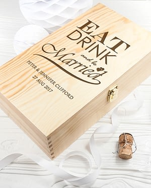 Personalised Eat Drink and Be Married Wine Box