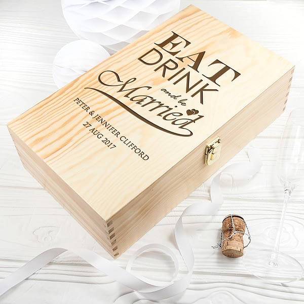 Personalised Eat Drink and Be Married Wine Box