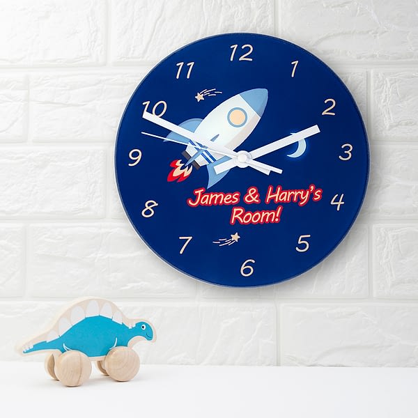 Rocket To The Moon Personalised Wall Clock