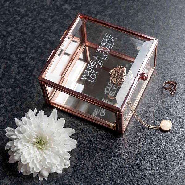 Personalised Rose Gold Glass Trinket Box