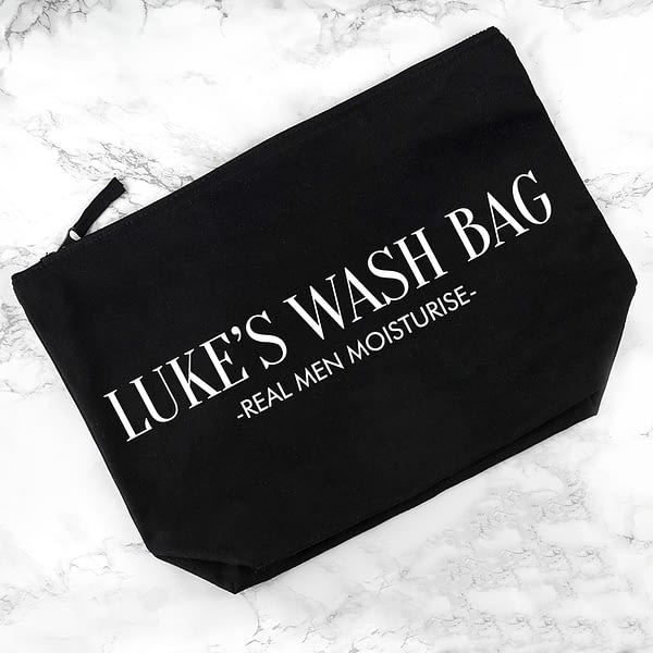 Personalised Men's Wash Bag in Black