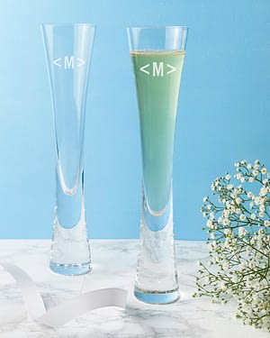 Monogrammed LSA Champagne Flutes Set of  2