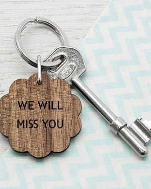 Personalised Flower Shape Walnut Keyring