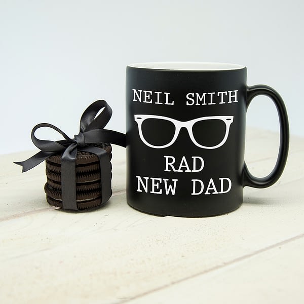 Rad New Dad Black Matte Mug