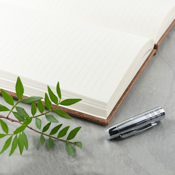 Engraved Natural Tan Leather Notebook