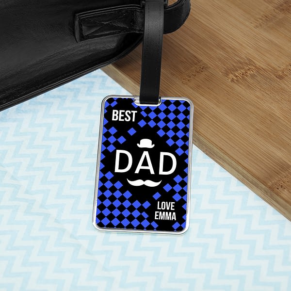 Chequered World's Best Dad Luggage Tag