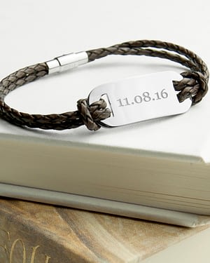 Personalised Men's Statement Leather Bracelet In Brown