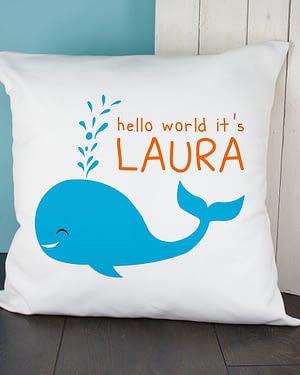 Personalised Hello Whale Cushion Cover