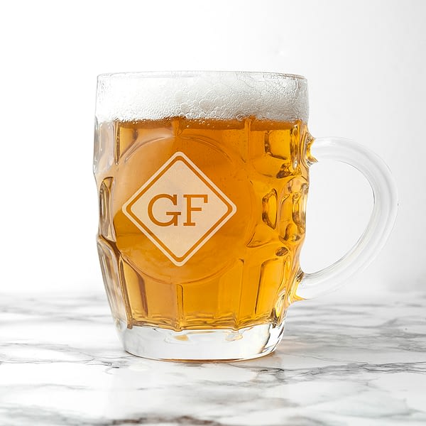 Diamond Monogrammed Dimpled Beer Glass