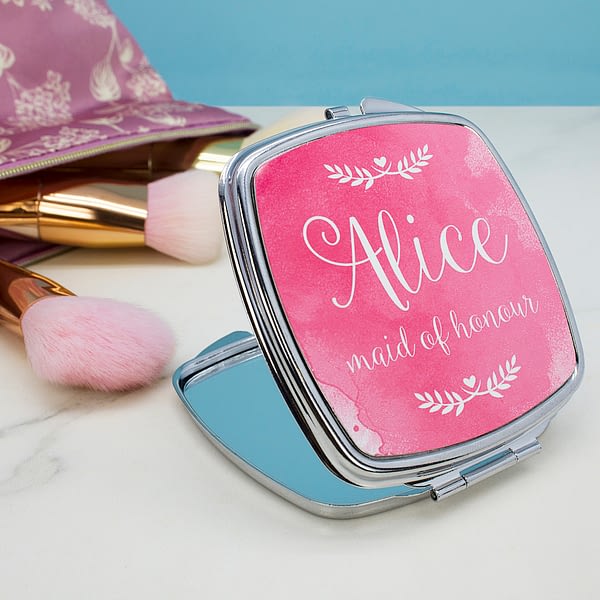 Personalised Wedding-Glam Compact Mirrors - Square