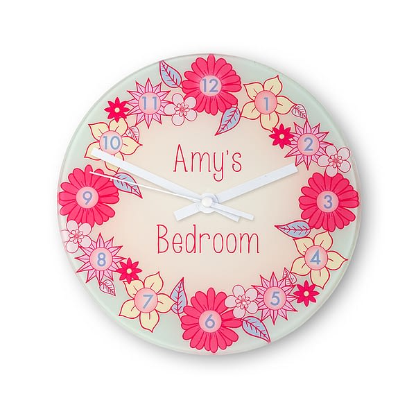 Flower Garland Personalised Little Girl's Wall Clock