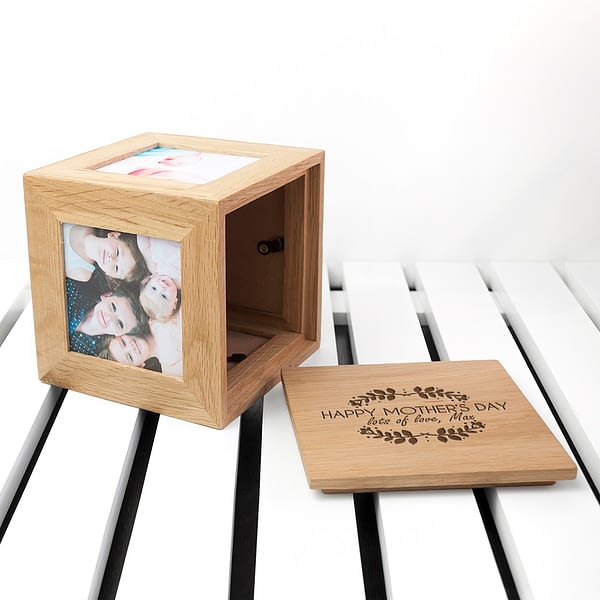 Personalised Happy Mother's Day Oak Photo Cube