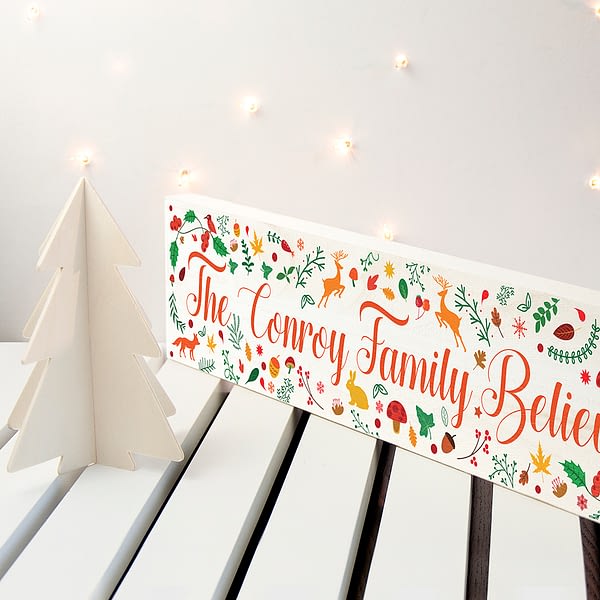 Personalised Christmas Woodland Mantle Decoration