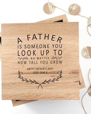 Personalised Father Is Oak Photo Keepsake Box