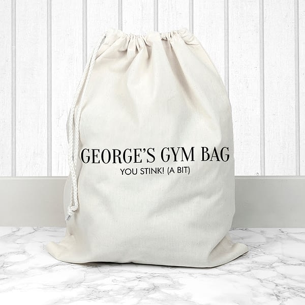 Personalised Cotton Cream Gym Bag