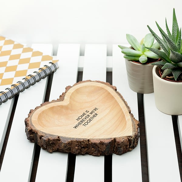 Rustic Carved Wooden Heart Dish