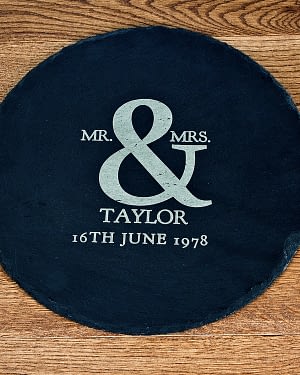 Mr and Mrs Roman Ampersand Round Slate Cheese Board