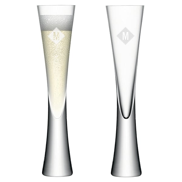 Monogrammed LSA Champagne Flutes Set of  2