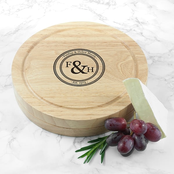 Monogram Couple Cheese Board Set