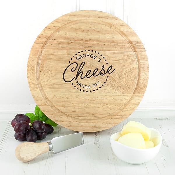 Personalised 'Hands Off' Cheese Board Set