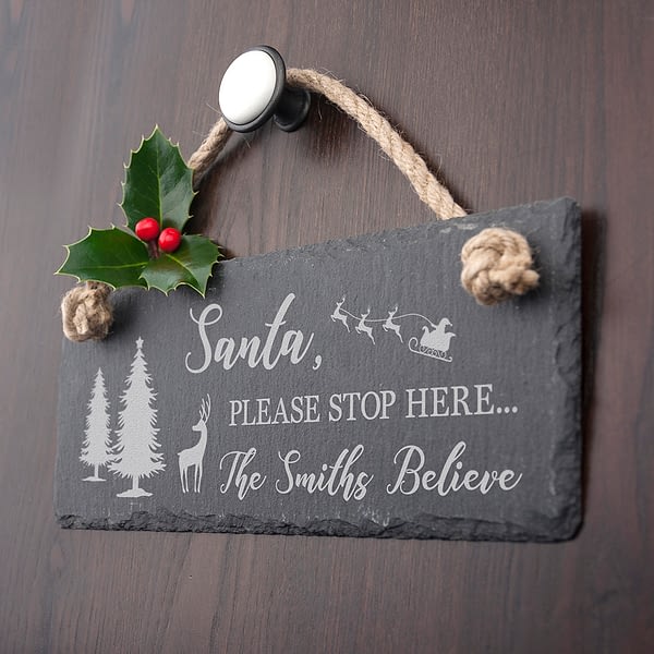 Personalised We Believe Slate Hanging Sign