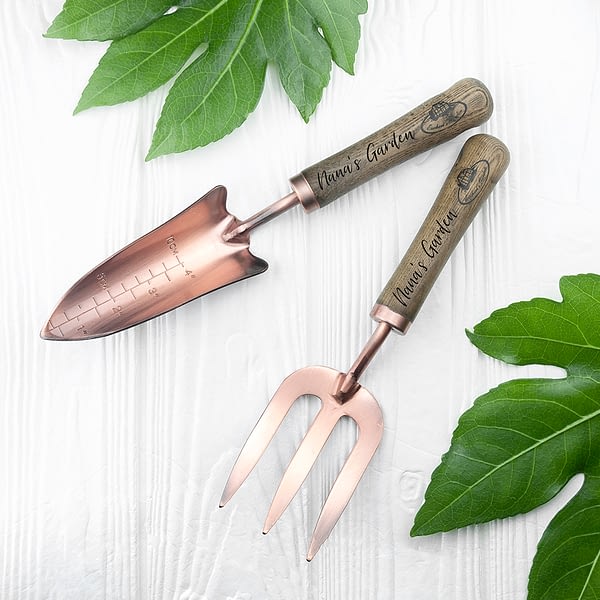 Personalised Luxe Copper Trowel and Fork Set