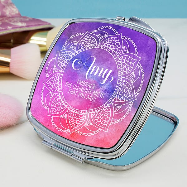 Personalised Spirited Square Compact Mirror