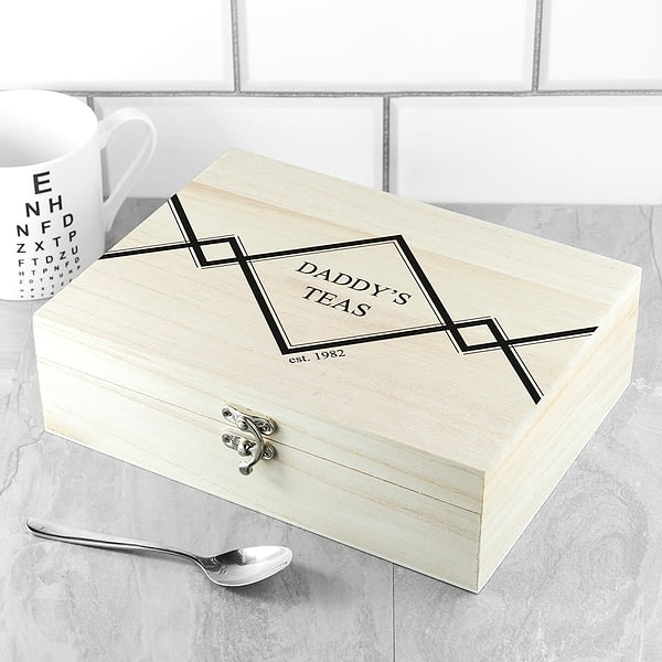 Gentlemen's Teas Personalised Wooden Tea Box