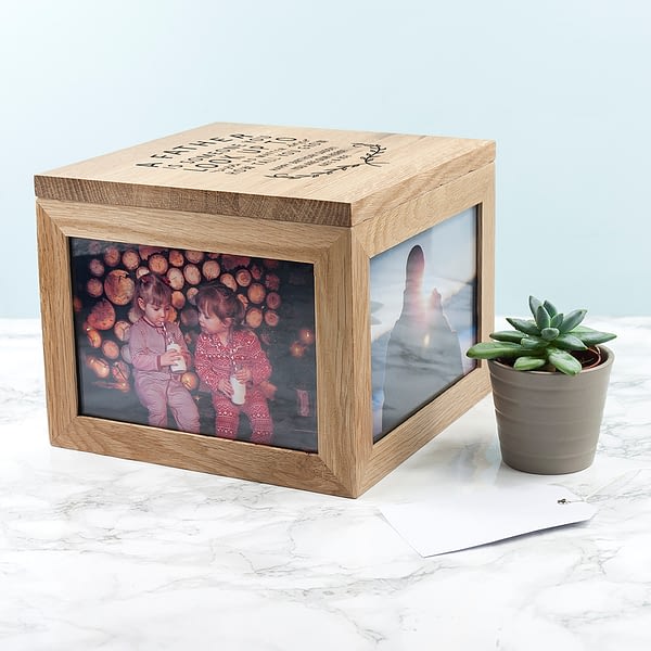 Personalised Father Is Oak Photo Keepsake Box