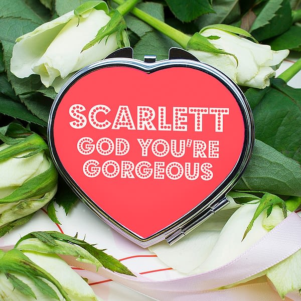 You're Gorgeous! Personalised Heart Compact Mirror