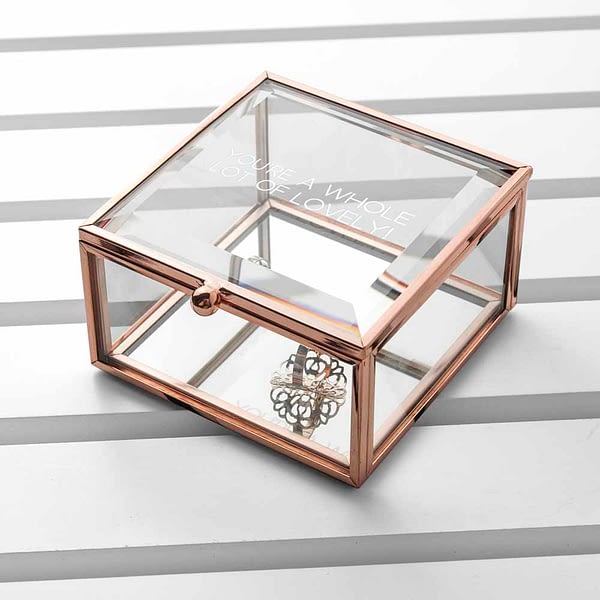 Personalised Rose Gold Glass Trinket Box