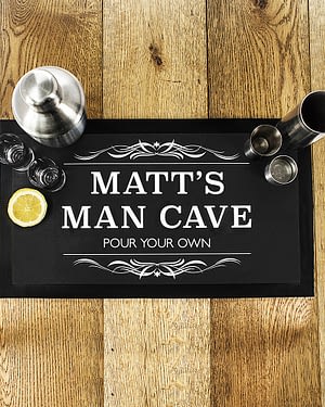 Personalised Man Cave Black Bar Mat