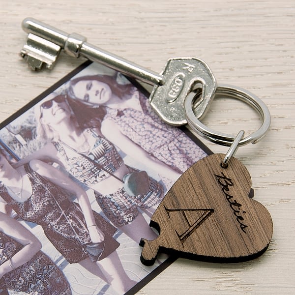 Besties Lucky Clover Wooden Keyring