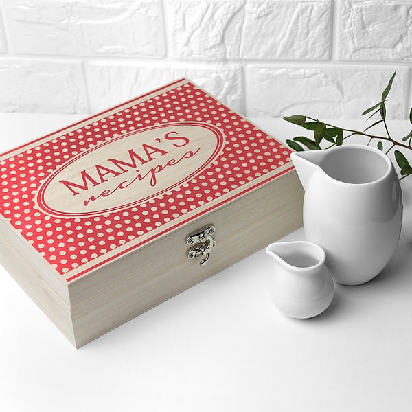 Personalised Retro Polka Dot Recipe Box