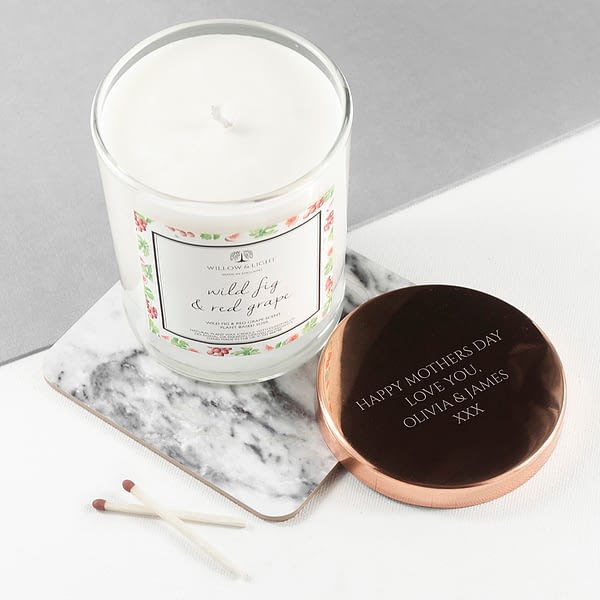 Personalised Wild Fig & Red Grape Candle With Copper Lid