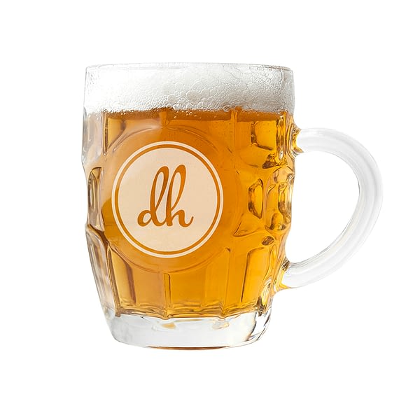 Round Monogrammed Dimpled Beer Glass