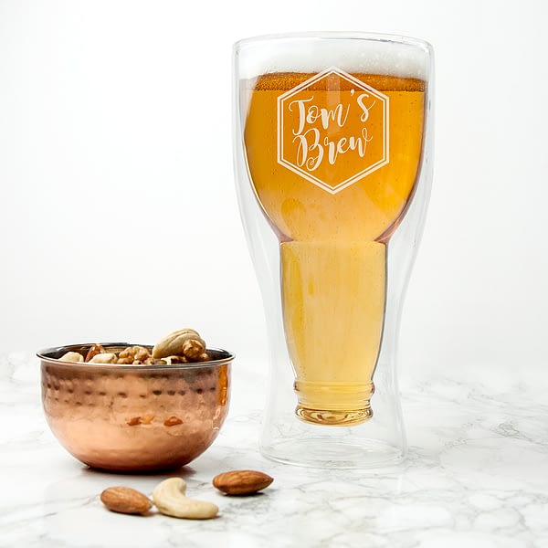 Personalised Bottoms Up Beer Glass