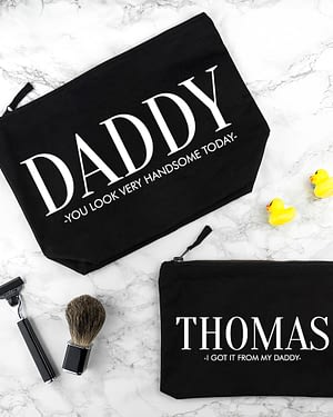 Personalised Daddy & Me Black Wash Bags