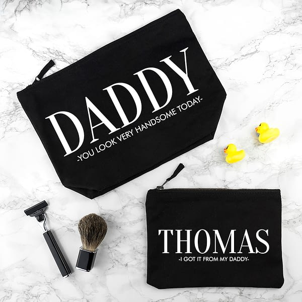 Personalised Daddy & Me Black Wash Bags