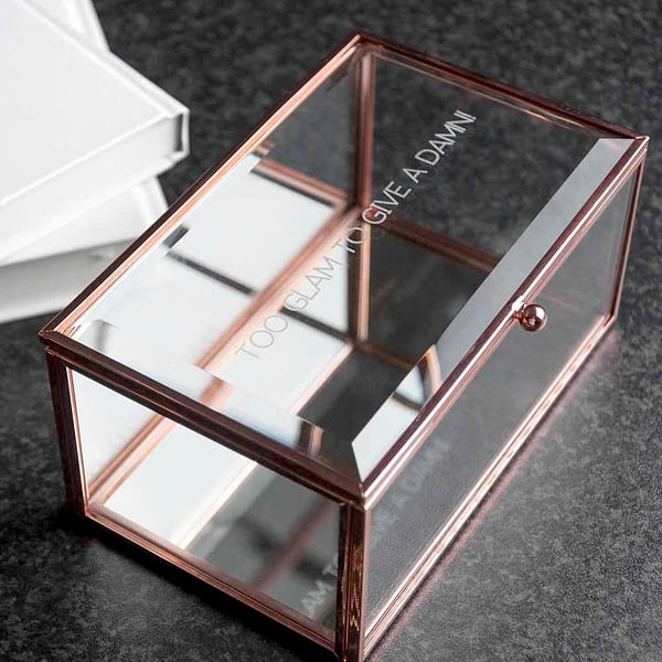 Personalised Rose Gold Glass Jewellery Box