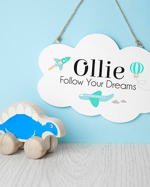 Personalised Follow Your Dreams Cloud Wall Hanging