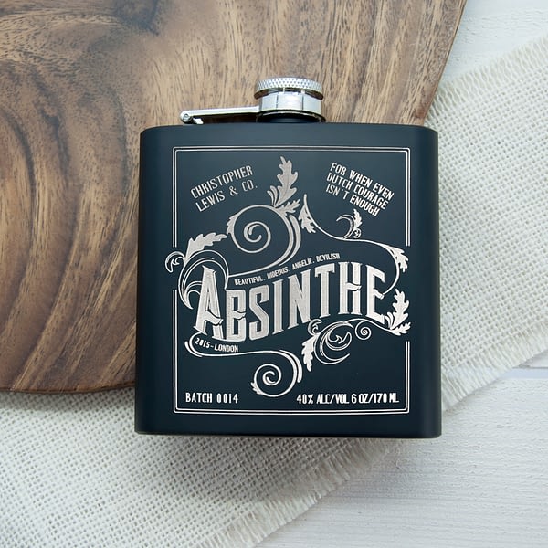 Personalised Absinthe Vintage Hip Flask