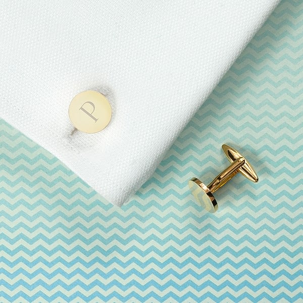 Personalised Round Gold Plated Cufflinks