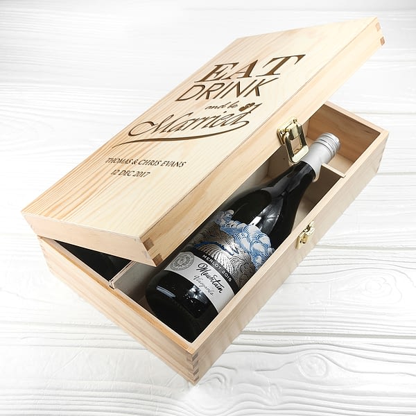 Personalised Eat Drink and Be Married Wine Box