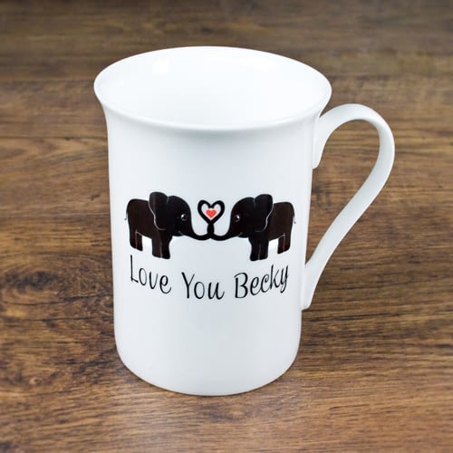 Elephants In Love Bone China Mug