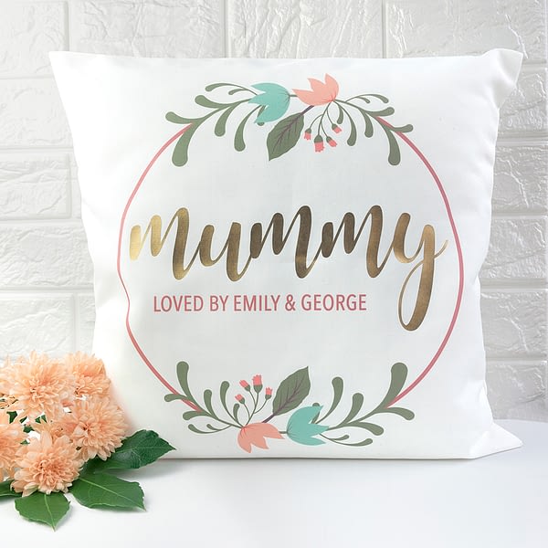 Personalised Floral Wreath Cushion Cover