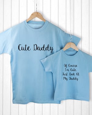 Personalised Daddy and Me Cuties Blue T-Shirts