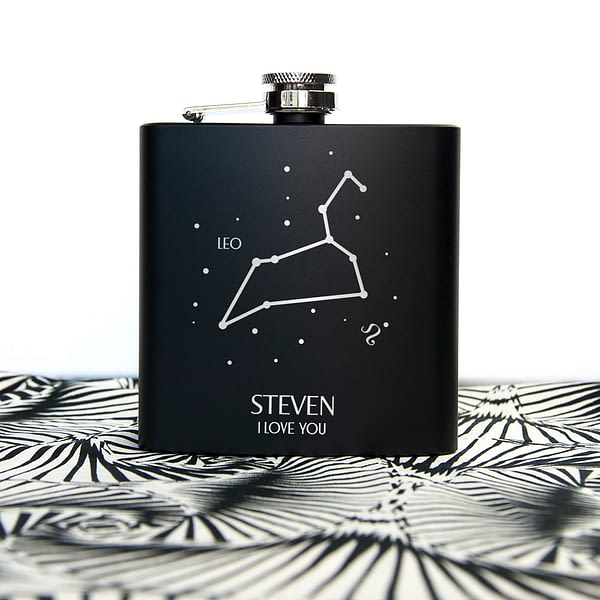 Star Constellation Matte Black Hip Flask